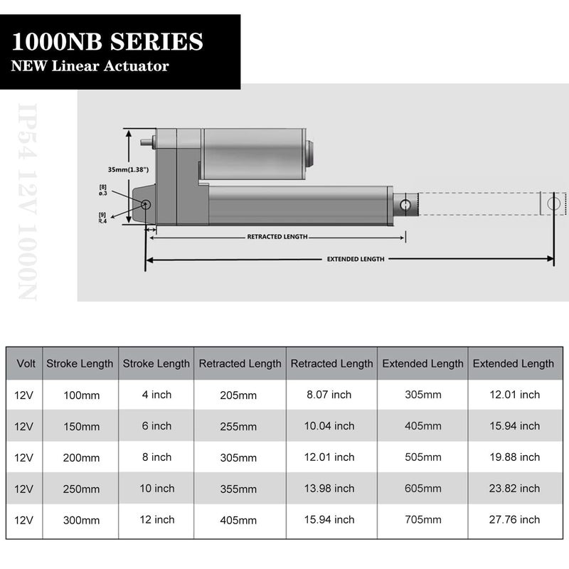 DC HOUSE 4 Inch (4") Stroke Linear Actuator 12V High Speed Actuator Motor 1000N with Brackets Mounting DC 12V Linear Actuator with Reverse Polarity Toggle Switch - Image 4